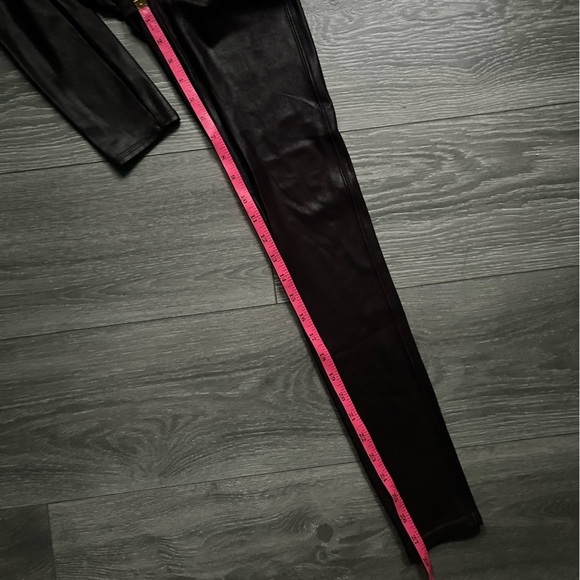 SPANX Burgundy Brown Shiny Liquid Faux Leather Leggings Size M Moto Biker - Picture 6 of 7